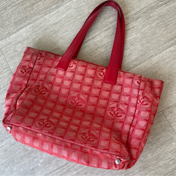 Authentic Chanel Red Canvas Travel Tote Bag - Picture 13 of 13